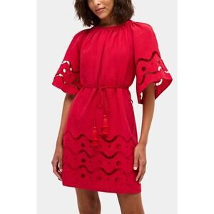 Marie Oliver Tegan Mini Dress Red Fresno Eyelet Medium M Sheath NEW